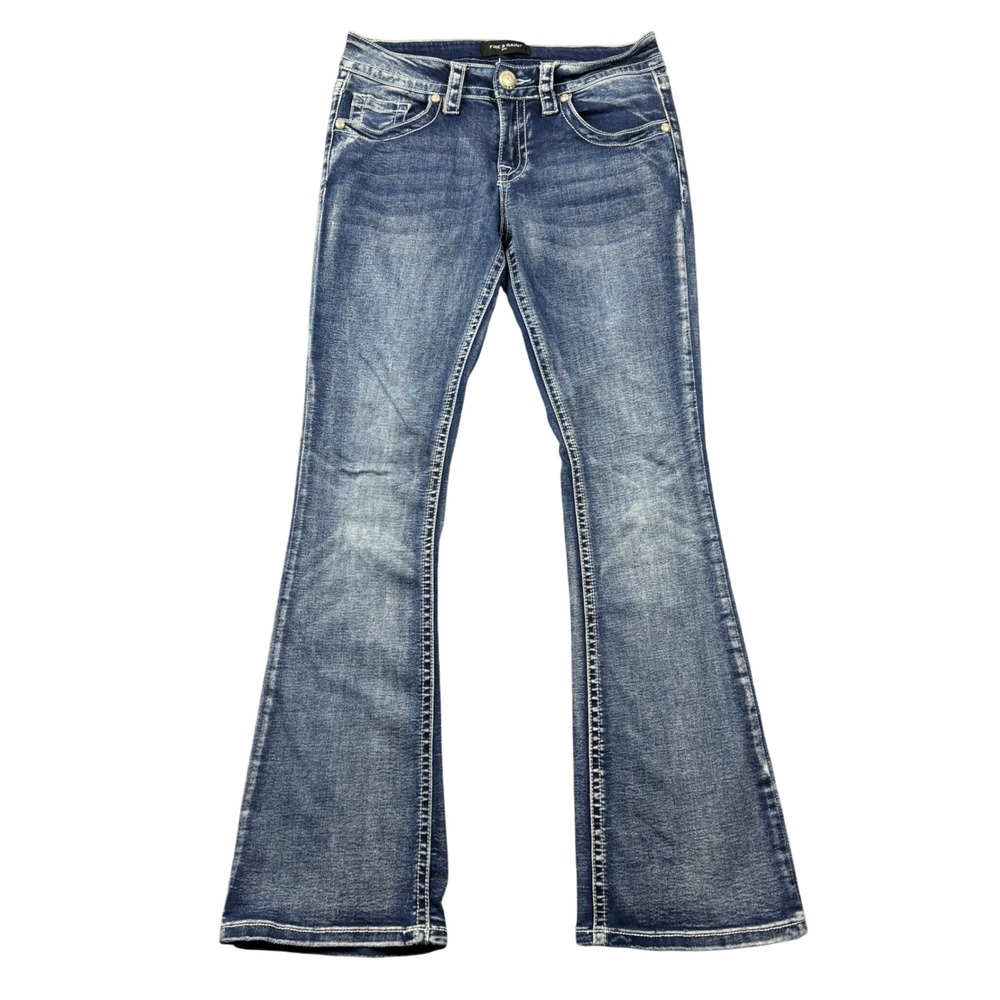 Fire & Rain Women 7 Medium Wash Bootcut Jeans Contrast Stitch Flap Pocket Y2K